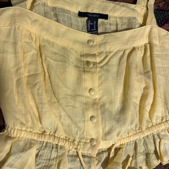 Forever 21 Pale Yellow Ruffle Button-Front Cropped Cami - Picture 8 of 9